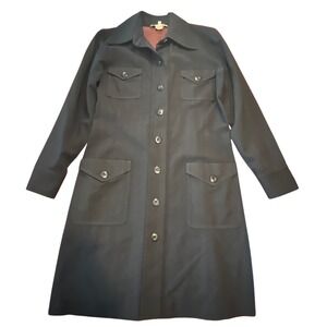 Vintage‎ Barbara Bui Paris Black Pinstripe Shirt Dress Button Front Knee Length
